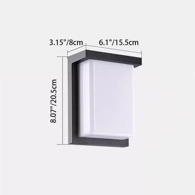 Applique murale LED rectangulaire en aluminium PC étanche minimaliste moderne pour patio extérieur 