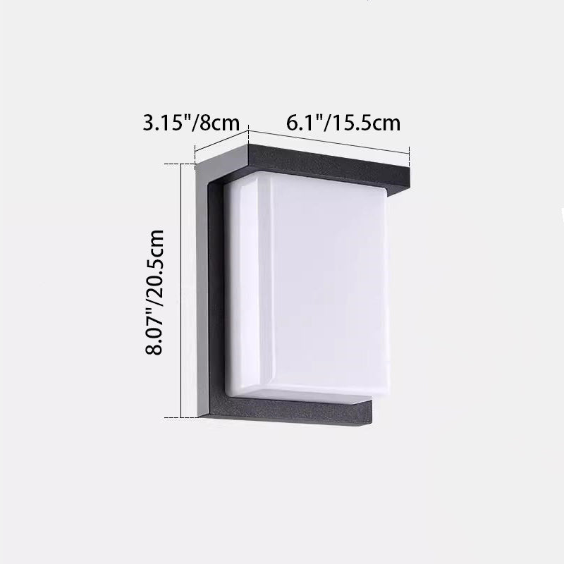 Applique murale LED rectangulaire en aluminium PC étanche minimaliste moderne pour patio extérieur 