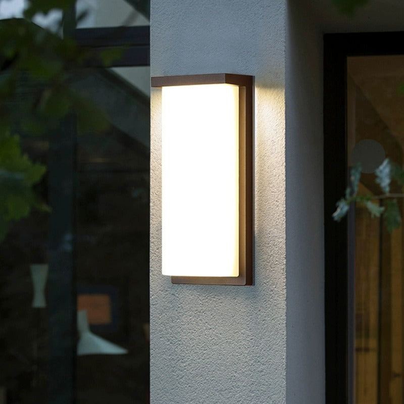 Applique murale LED rectangulaire en aluminium PC étanche minimaliste moderne pour patio extérieur 