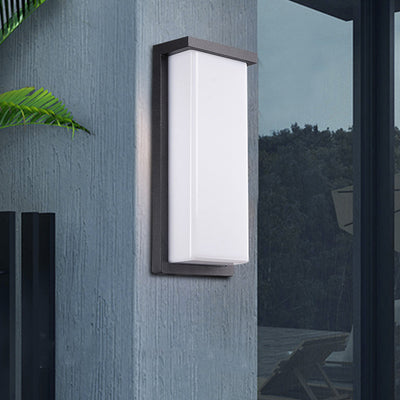 Applique murale LED rectangulaire en aluminium PC étanche minimaliste moderne pour patio extérieur 