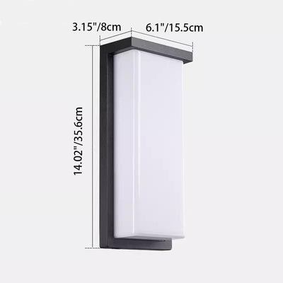 Applique murale LED rectangulaire en aluminium PC étanche minimaliste moderne pour patio extérieur 