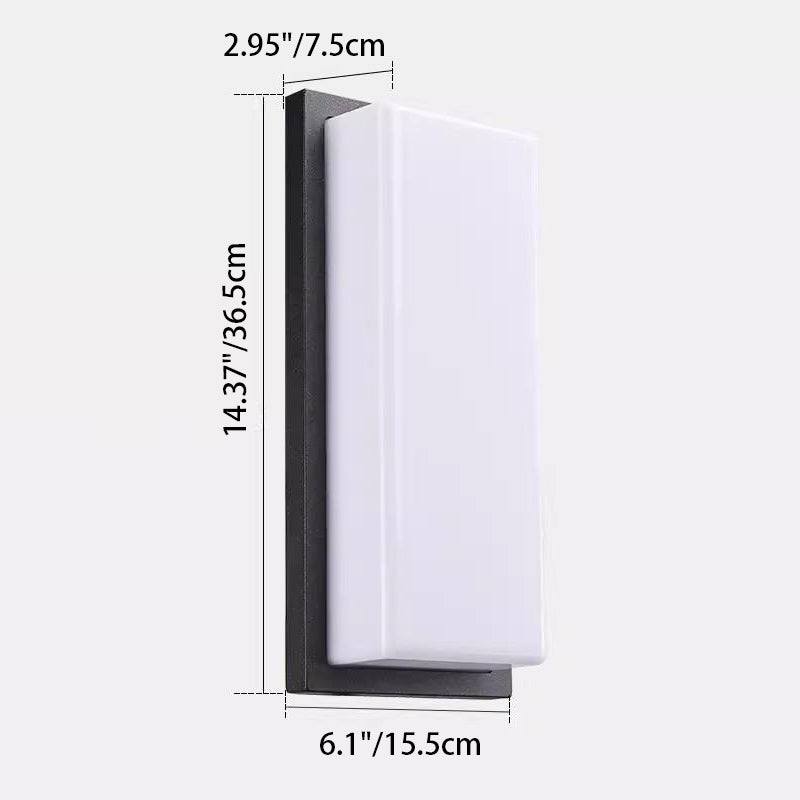 Applique murale LED rectangulaire en aluminium PC étanche minimaliste moderne pour patio extérieur 