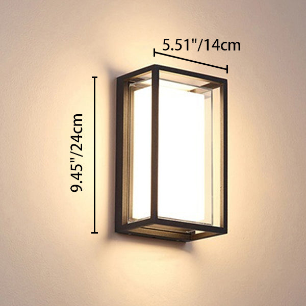 Applique murale LED rectangulaire en aluminium PC étanche minimaliste moderne pour patio extérieur 