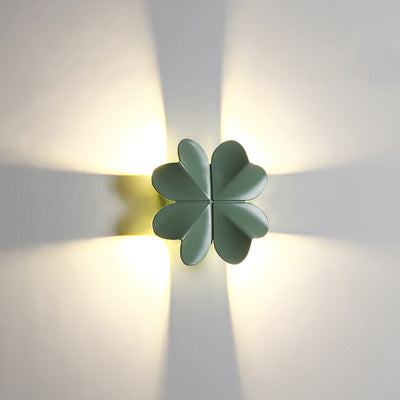 Lámpara de Aplique de Pared LED de Trébol de Cuatro Hojas de Aluminio Impermeable Creativa Contemporánea para Patio Exterior 