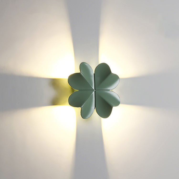 Lámpara de Aplique de Pared LED de Trébol de Cuatro Hojas de Aluminio Impermeable Creativa Contemporánea para Patio Exterior 