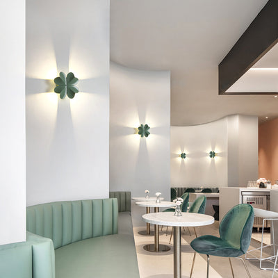 Lámpara de Aplique de Pared LED de Trébol de Cuatro Hojas de Aluminio Impermeable Creativa Contemporánea para Patio Exterior 