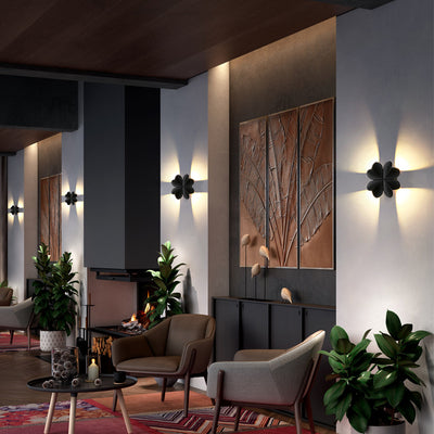 Lámpara de Aplique de Pared LED de Trébol de Cuatro Hojas de Aluminio Impermeable Creativa Contemporánea para Patio Exterior 