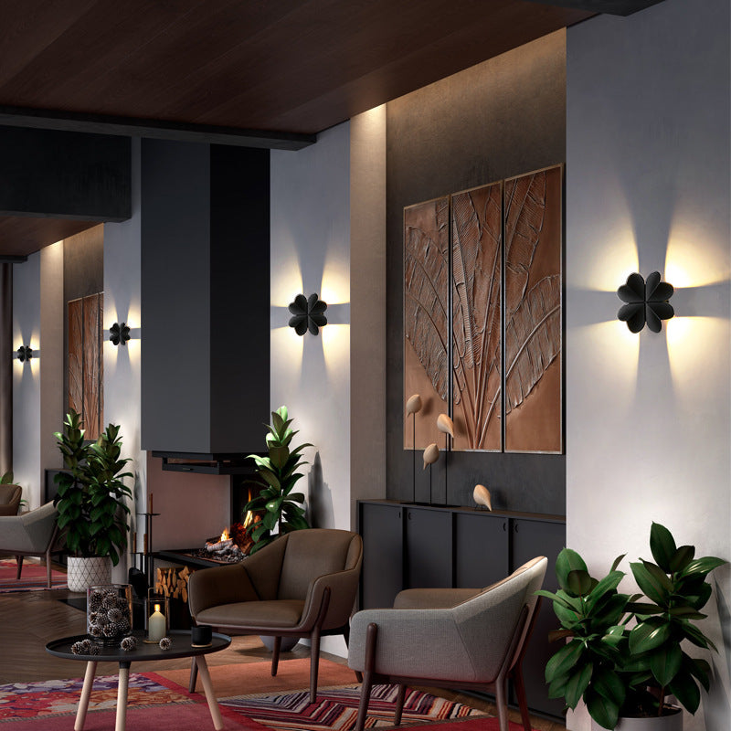 Lámpara de Aplique de Pared LED de Trébol de Cuatro Hojas de Aluminio Impermeable Creativa Contemporánea para Patio Exterior 