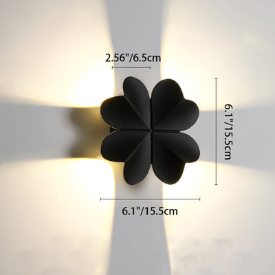 Lámpara de Aplique de Pared LED de Trébol de Cuatro Hojas de Aluminio Impermeable Creativa Contemporánea para Patio Exterior 