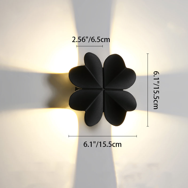 Lámpara de Aplique de Pared LED de Trébol de Cuatro Hojas de Aluminio Impermeable Creativa Contemporánea para Patio Exterior 