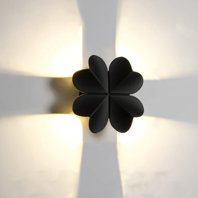 Lámpara de Aplique de Pared LED de Trébol de Cuatro Hojas de Aluminio Impermeable Creativa Contemporánea para Patio Exterior 