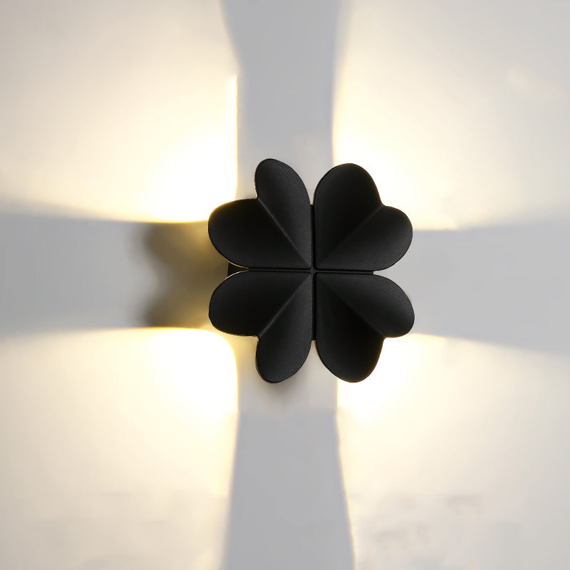 Lámpara de Aplique de Pared LED de Trébol de Cuatro Hojas de Aluminio Impermeable Creativa Contemporánea para Patio Exterior 