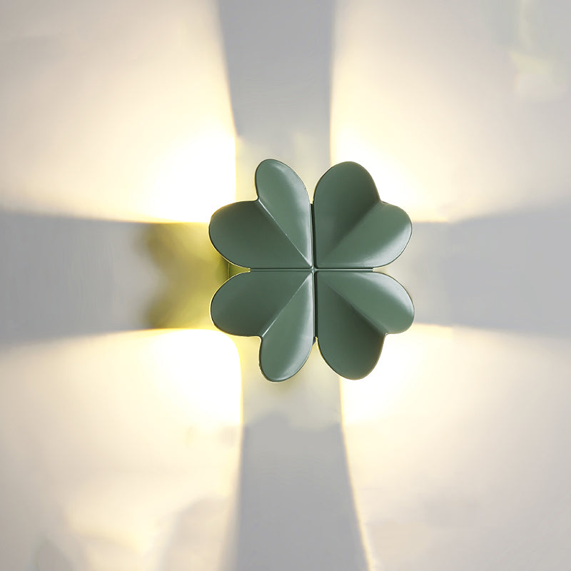 Lámpara de Aplique de Pared LED de Trébol de Cuatro Hojas de Aluminio Impermeable Creativa Contemporánea para Patio Exterior 