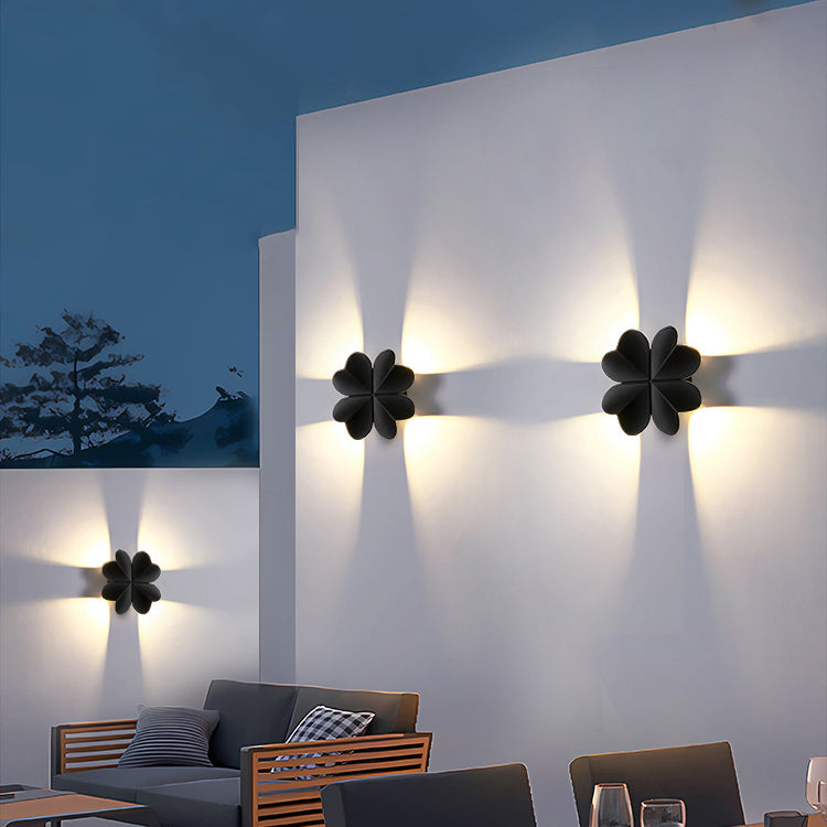 Lámpara de Aplique de Pared LED de Trébol de Cuatro Hojas de Aluminio Impermeable Creativa Contemporánea para Patio Exterior 