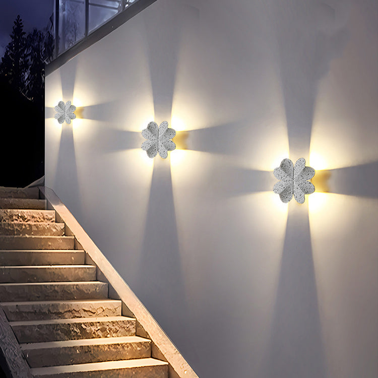 Lámpara de Aplique de Pared LED de Trébol de Cuatro Hojas de Aluminio Impermeable Creativa Contemporánea para Patio Exterior 