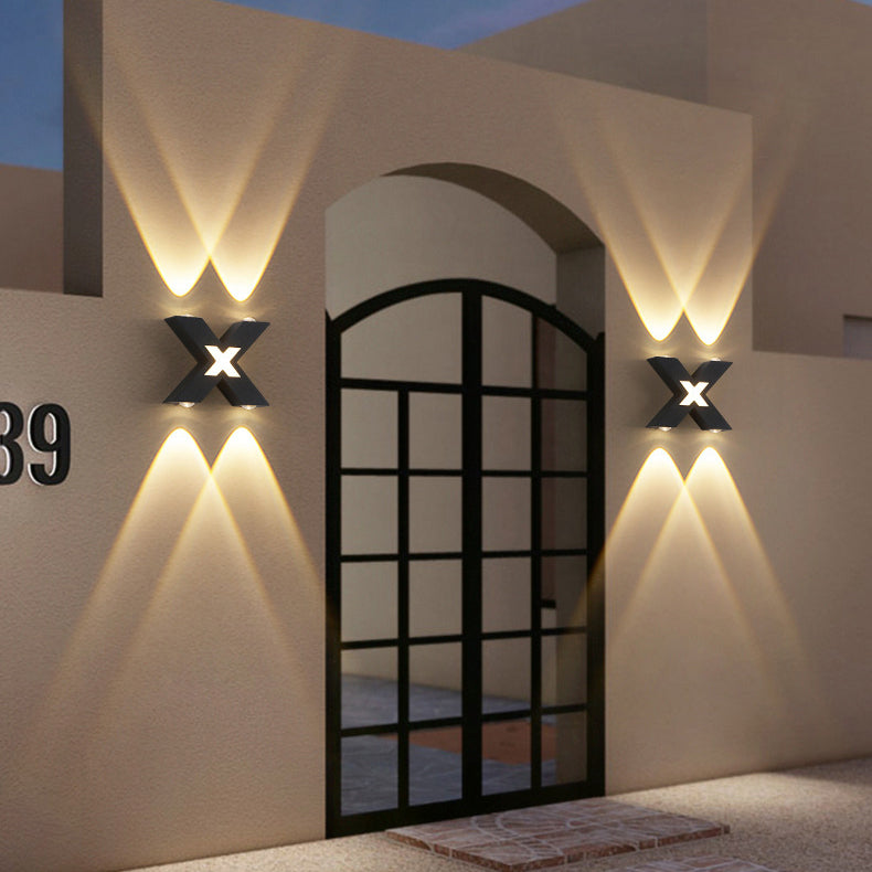 Moderne Einfachheit Wasserdichter Aluminium-Buchstabe Geometrische LED-Wandleuchte Für Außenbereich Terrasse 