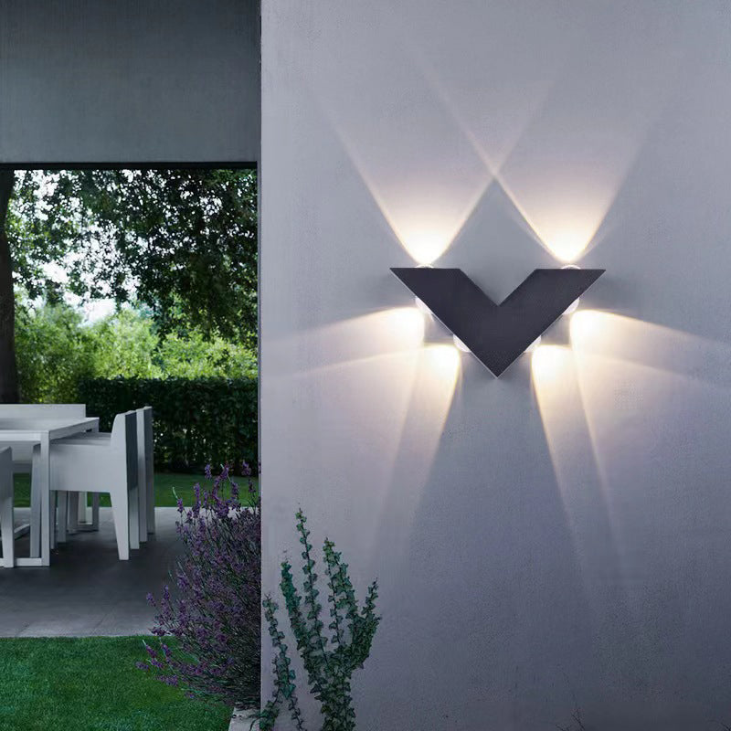 Moderne Einfachheit Wasserdichter Aluminium-Buchstabe Geometrische LED-Wandleuchte Für Außenbereich Terrasse 
