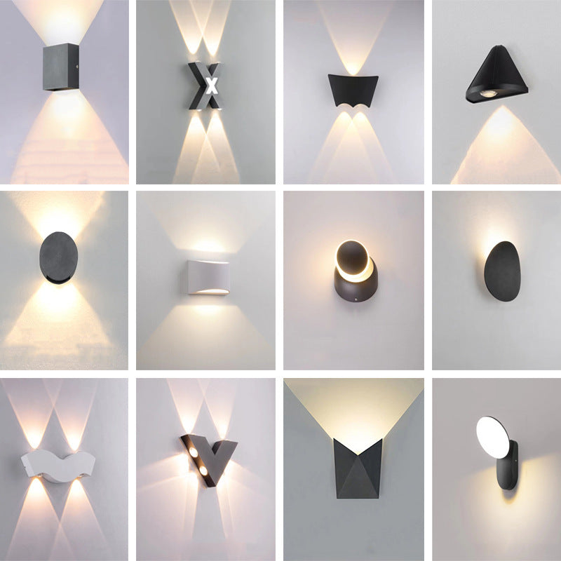 Moderne Einfachheit Wasserdichter Aluminium-Buchstabe Geometrische LED-Wandleuchte Für Außenbereich Terrasse 