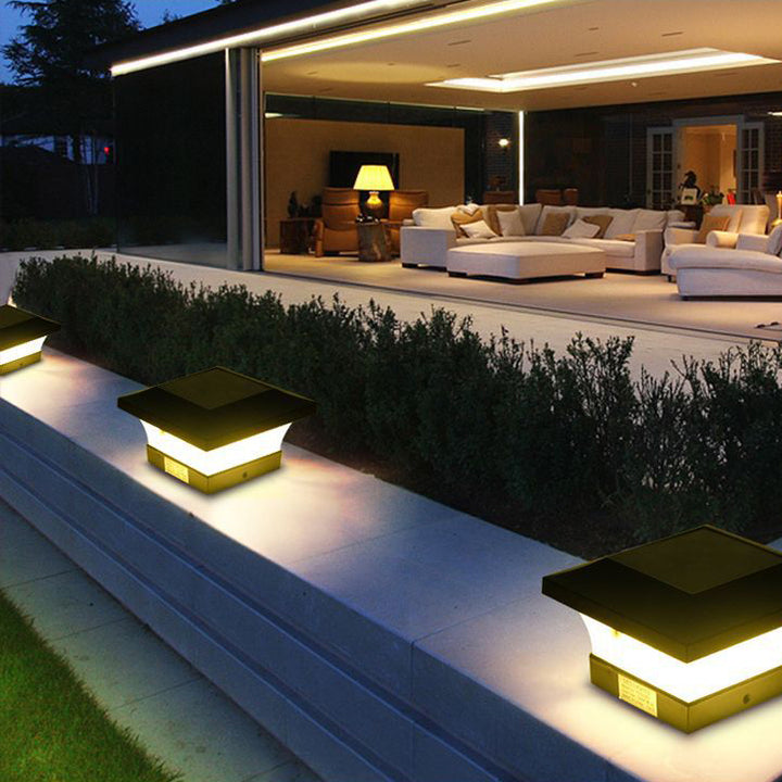 Éclairage paysager LED carré moderne minimaliste solaire étanche en ABS PC pour terrasse extérieure 