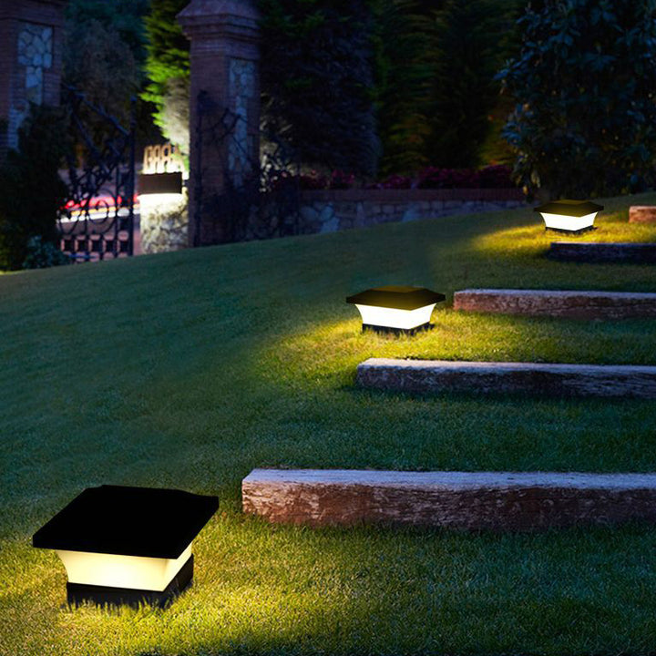 Éclairage paysager LED carré moderne minimaliste solaire étanche en ABS PC pour terrasse extérieure 
