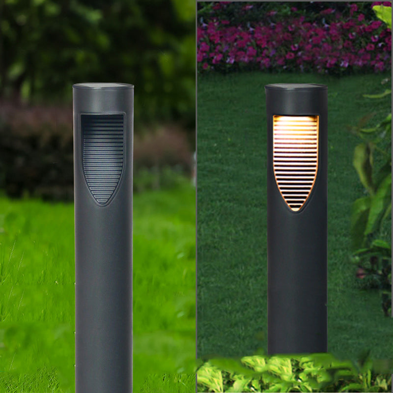 Iluminación LED de paisaje para exteriores con enchufe de tierra en cilindro de ABS impermeable solar de simplicidad moderna para jardín 
