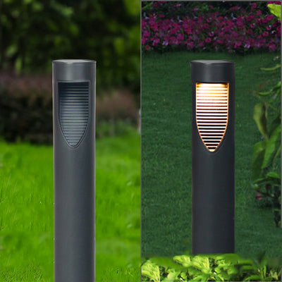 بساطة حديثة ضوء LED للطاقة الشمسية مقاوم للماء من ABS على شكل أسطوانة مع قابس أرضي للإضاءة الخارجية للحديقة 