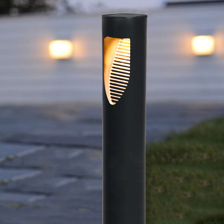 Iluminación LED de paisaje para exteriores con enchufe de tierra en cilindro de ABS impermeable solar de simplicidad moderna para jardín 