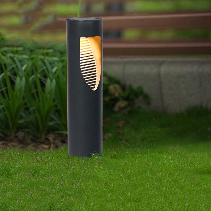 Iluminación LED de paisaje para exteriores con enchufe de tierra en cilindro de ABS impermeable solar de simplicidad moderna para jardín 