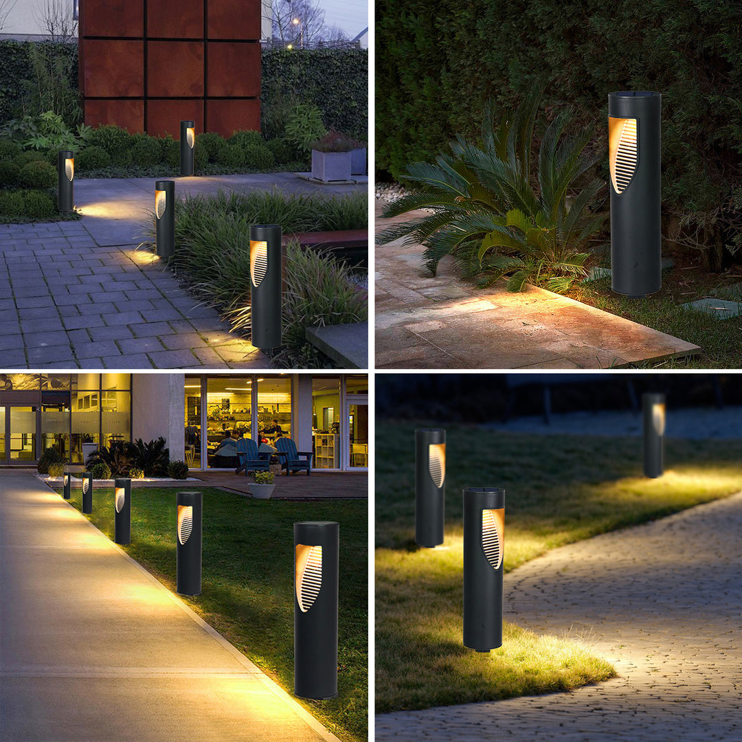 Iluminación LED de paisaje para exteriores con enchufe de tierra en cilindro de ABS impermeable solar de simplicidad moderna para jardín 