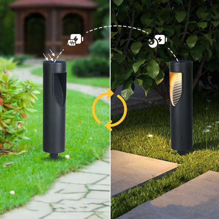 Iluminación LED de paisaje para exteriores con enchufe de tierra en cilindro de ABS impermeable solar de simplicidad moderna para jardín 