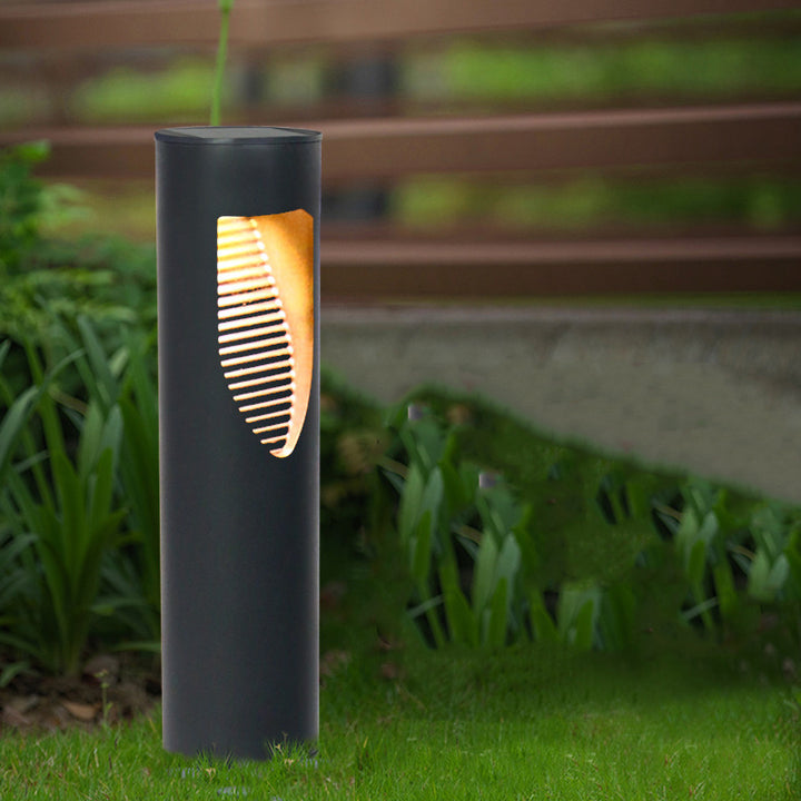 Iluminación LED de paisaje para exteriores con enchufe de tierra en cilindro de ABS impermeable solar de simplicidad moderna para jardín 