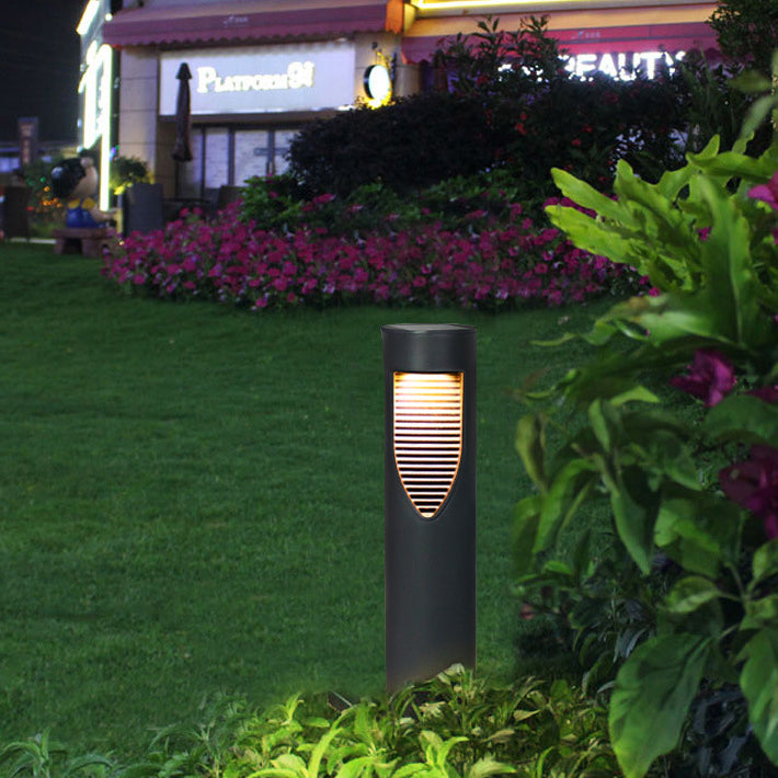 Iluminación LED de paisaje para exteriores con enchufe de tierra en cilindro de ABS impermeable solar de simplicidad moderna para jardín 