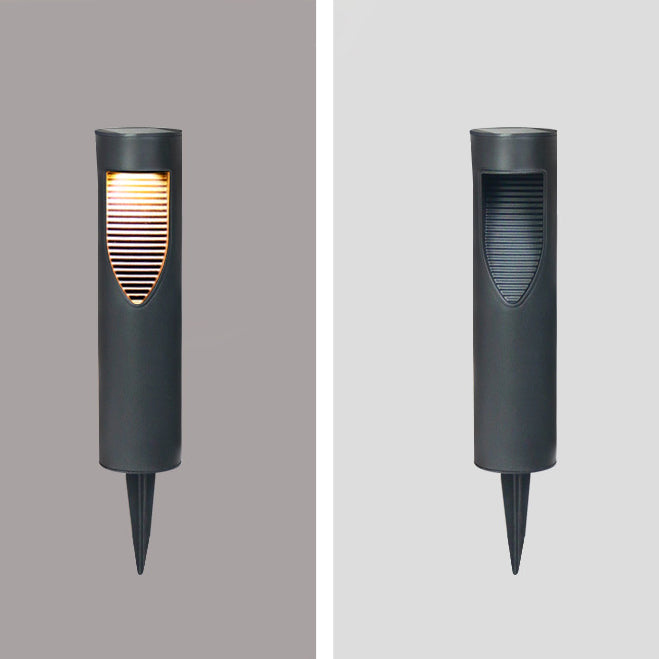 Iluminación LED de paisaje para exteriores con enchufe de tierra en cilindro de ABS impermeable solar de simplicidad moderna para jardín 
