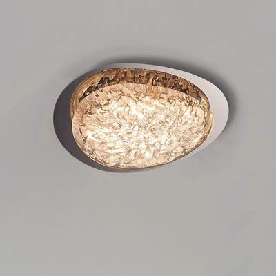 Moderne Art Deco Eisen Edelstahl Harz Oval Eisriss LED Deckenleuchte für Schlafzimmer 