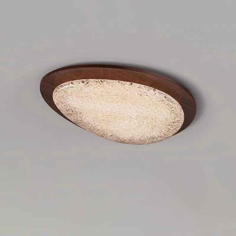 Plafonnier LED moderne Art Déco en acier inoxydable et résine ovale avec effet de glace craquelée pour chambre 