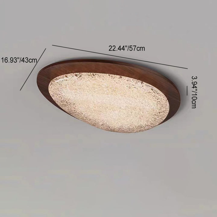 Plafonnier LED moderne Art Déco en acier inoxydable et résine ovale avec effet de glace craquelée pour chambre 