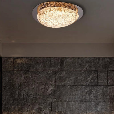 Moderne Art Deco Eisen Edelstahl Harz Oval Eisriss LED Deckenleuchte für Schlafzimmer 