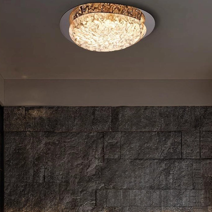 Moderne Art Deco Eisen Edelstahl Harz Oval Eisriss LED Deckenleuchte für Schlafzimmer 