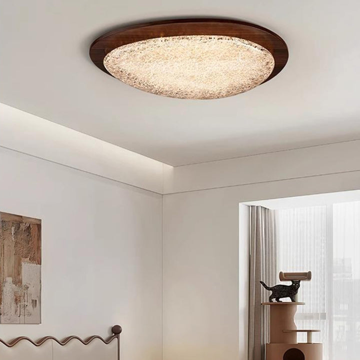 Plafonnier LED moderne Art Déco en acier inoxydable et résine ovale avec effet de glace craquelée pour chambre 