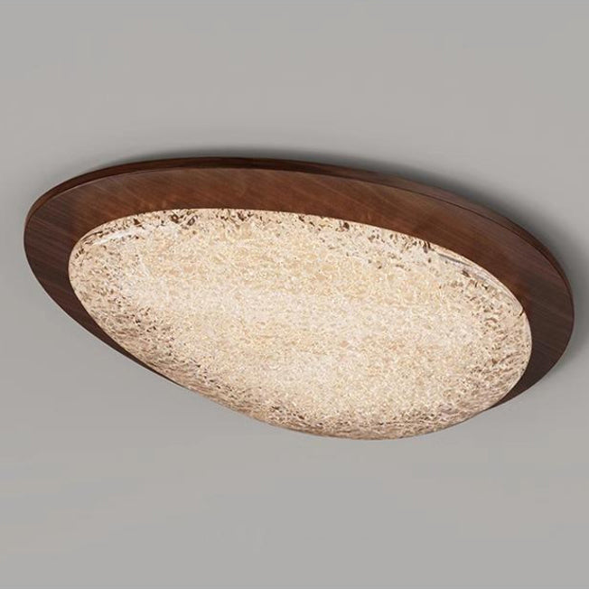 Moderne Art Deco Eisen Edelstahl Harz Oval Eisriss LED Deckenleuchte für Schlafzimmer 