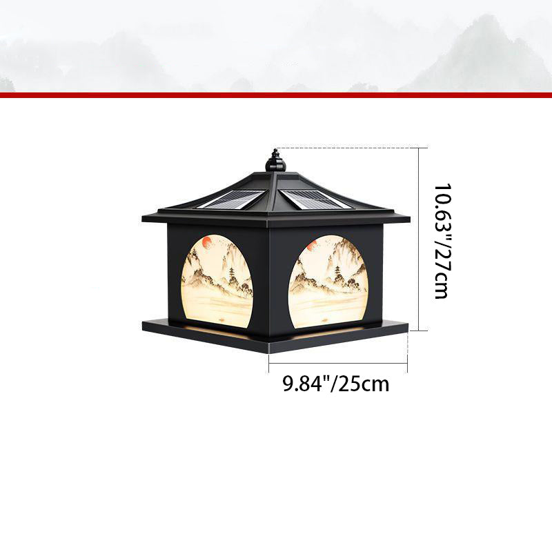 Traditional Chinese Solar Waterproof Iron ABS PC Pointed Square Landscape LED Landscape Lighting Outdoor Light For Garden