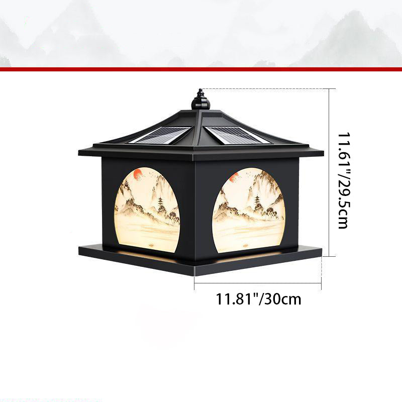 Traditional Chinese Solar Waterproof Iron ABS PC Pointed Square Landscape LED Landscape Lighting Outdoor Light For Garden