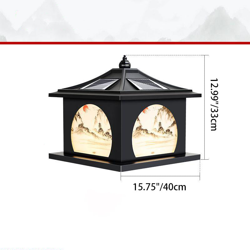 Traditional Chinese Solar Waterproof Iron ABS PC Pointed Square Landscape LED Landscape Lighting Outdoor Light For Garden