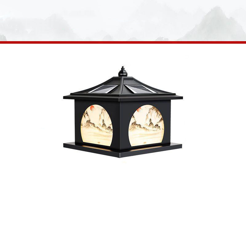 Traditional Chinese Solar Waterproof Iron ABS PC Pointed Square Landscape LED Landscape Lighting Outdoor Light For Garden