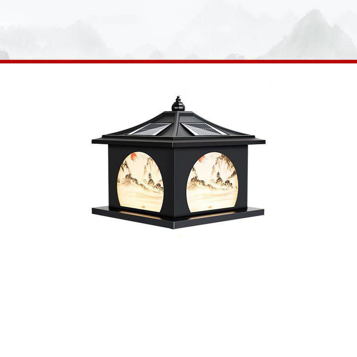 Traditional Chinese Solar Waterproof Iron ABS PC Pointed Square Landscape LED Landscape Lighting Outdoor Light For Garden