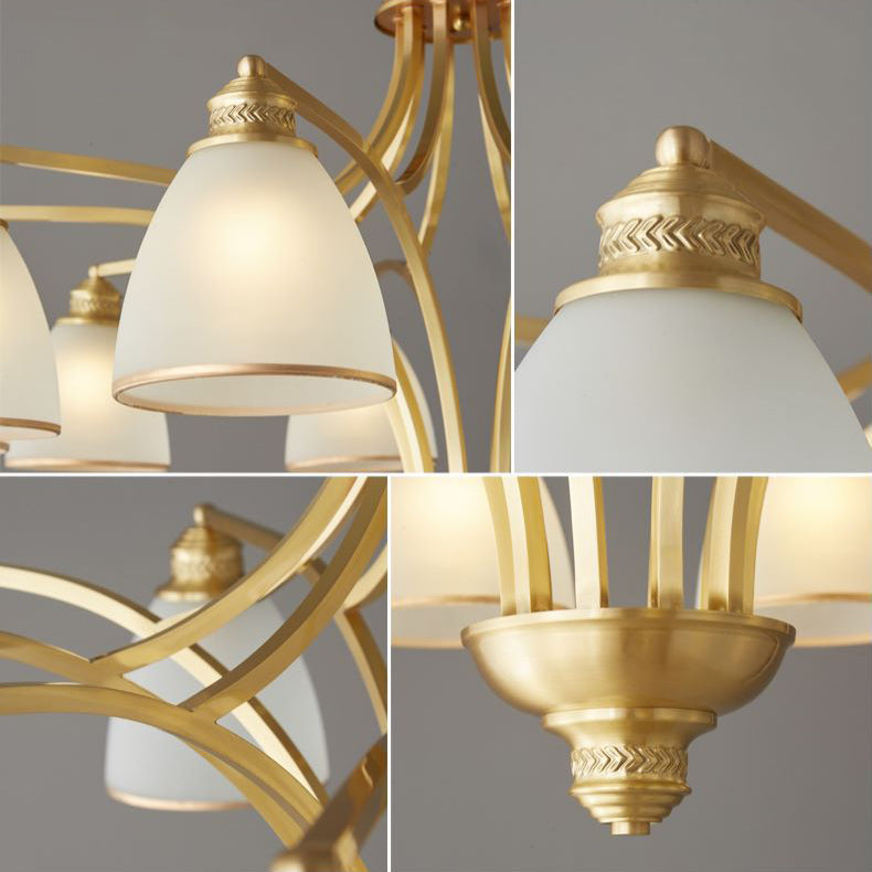 Modern Mid-century Copper Glass Bell 3/5/6/8/10 Light Chandeliers For Living Room
