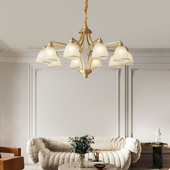 Modern Mid-century Copper Glass Bell 3/5/6/8/10 Light Chandeliers For Living Room
