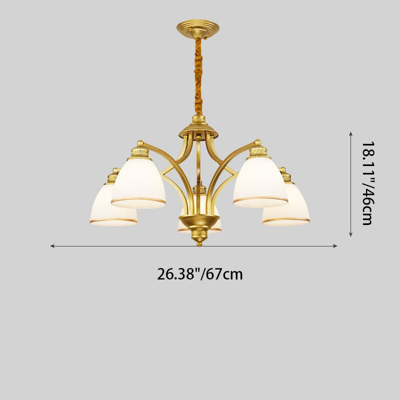 Modern Mid-century Copper Glass Bell 3/5/6/8/10 Light Chandeliers For Living Room