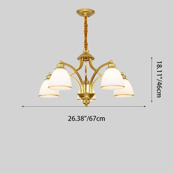 Modern Mid-century Copper Glass Bell 3/5/6/8/10 Light Chandeliers For Living Room