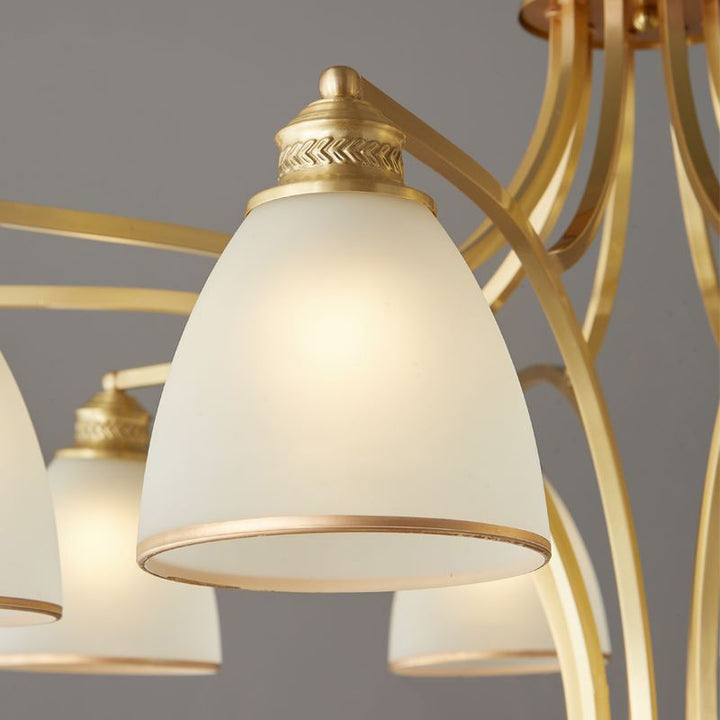 Modern Mid-century Copper Glass Bell 3/5/6/8/10 Light Chandeliers For Living Room